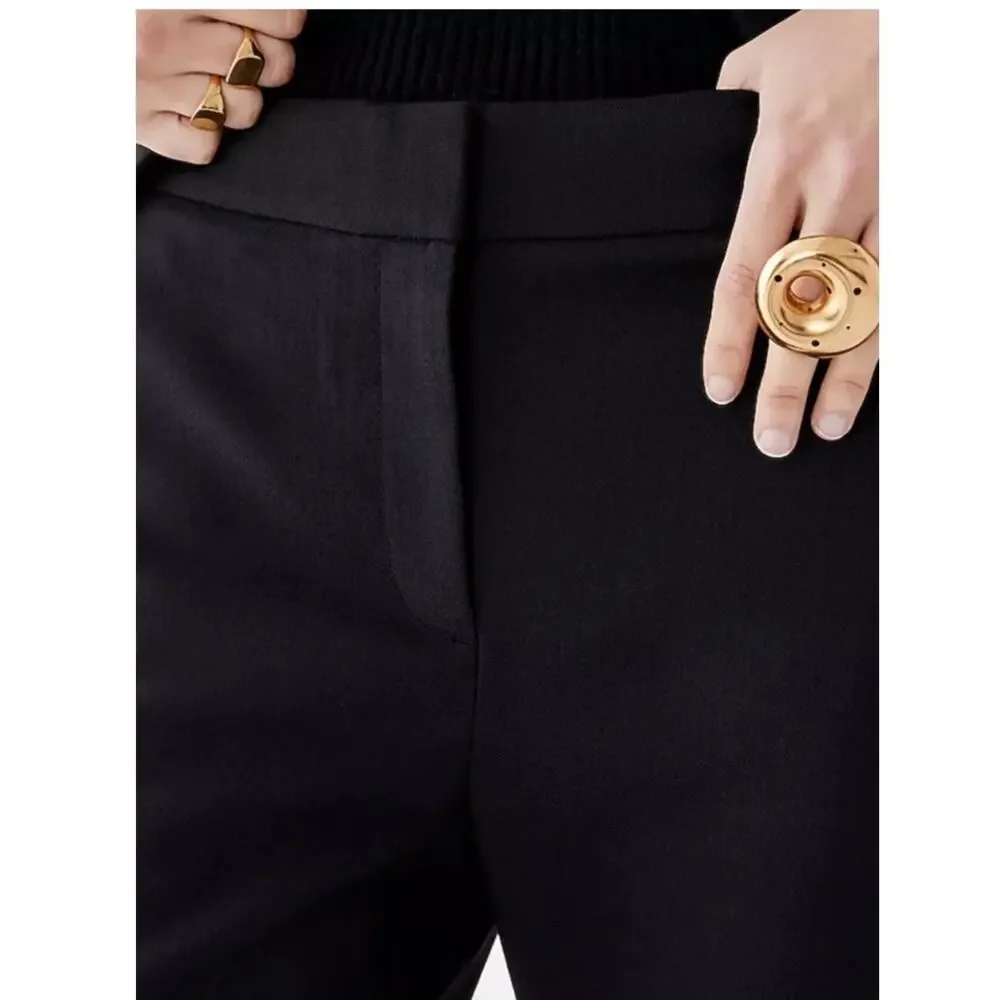 J. Crew Willa Cropped Flare Pant in Italian City Wool Blend Black Size 4‎